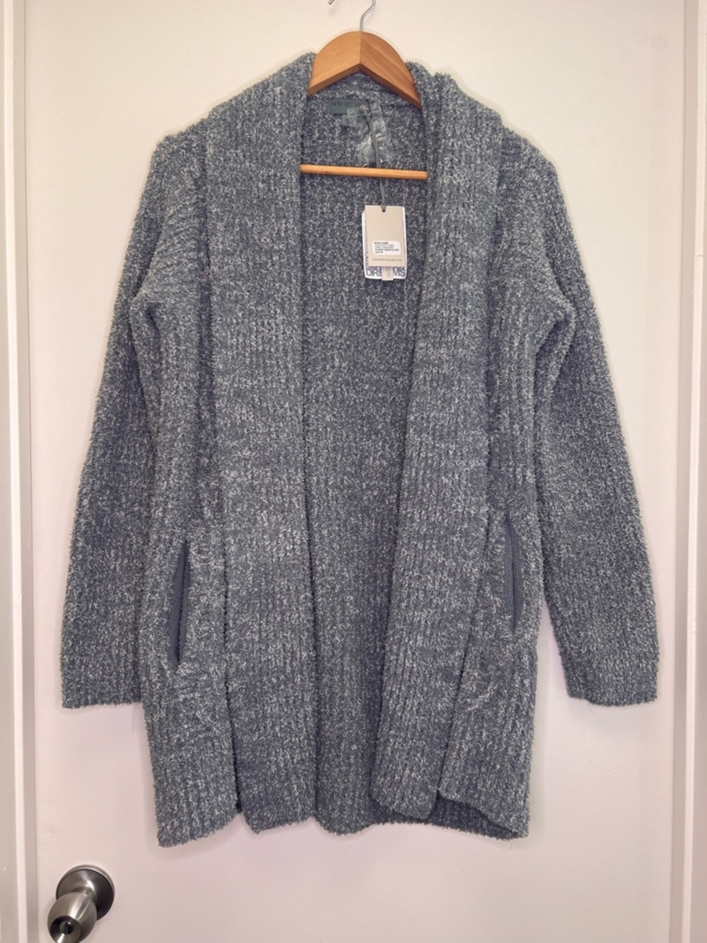 Barefoot Dreams Cozychic Cabin Cable Cardigan NWT Gray Open Front Cozy XS